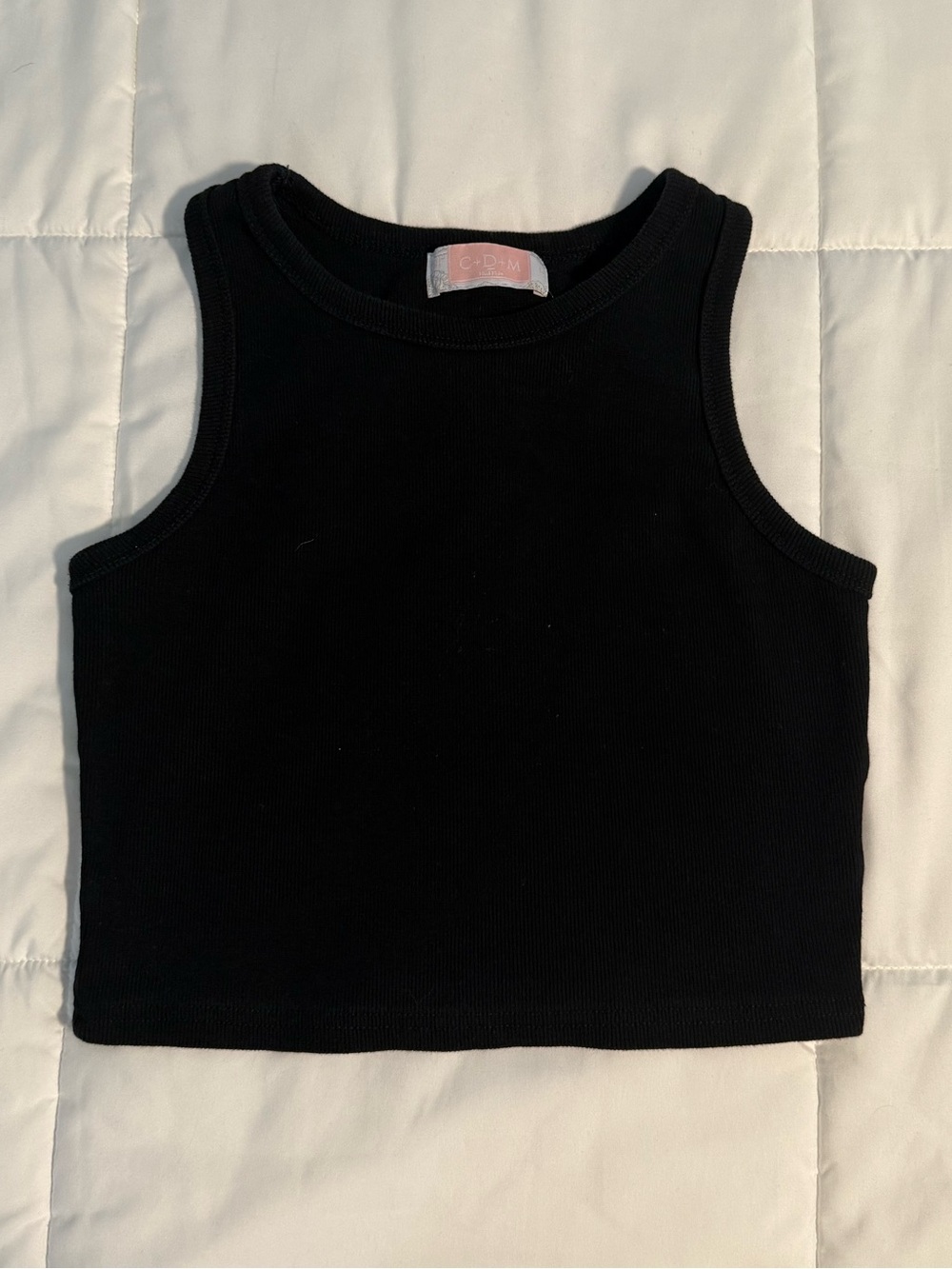 Black Ribbed Tank Top - C.D.M.